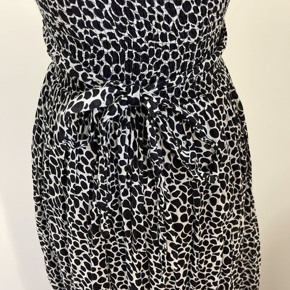 Papillon Womens Dress S Bohemian Sleeveless Maxi White Black V-neck Flowy - Picture 4 of 11